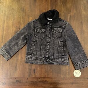 Children's Denim Jacket with Black Faux Fur Collar